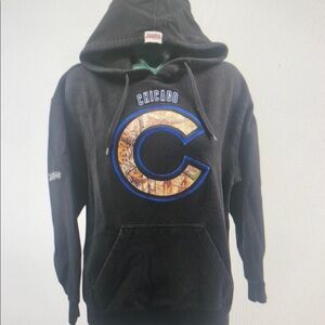Stitches Chicago Cubs Black & Camo Logo Hoodie Hooded Sweatshirt Women's M 3322